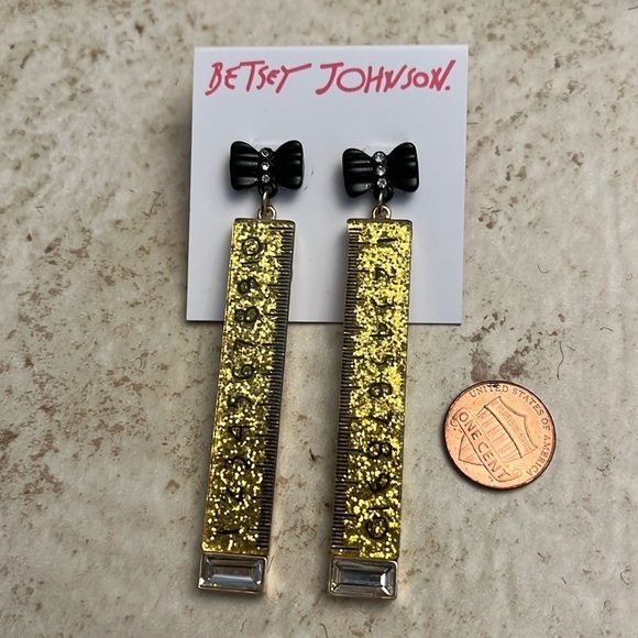 Betsey Johnson Ruler Earrings New Teacher Gift - Picture 3 of 6